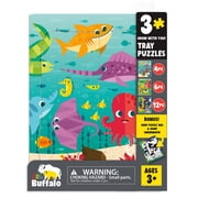 Little Buffalo 3 Pack Puzzle Tray in Underwater, Farm, Jungle for Childrent Ages 1-1/2+, Buffalo Games