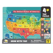 Little Buffalo 4 Pack Puzzle Tray in USA, Alpha Animals, Planets, Polar for Childrent Ages 3+, Buffalo Games