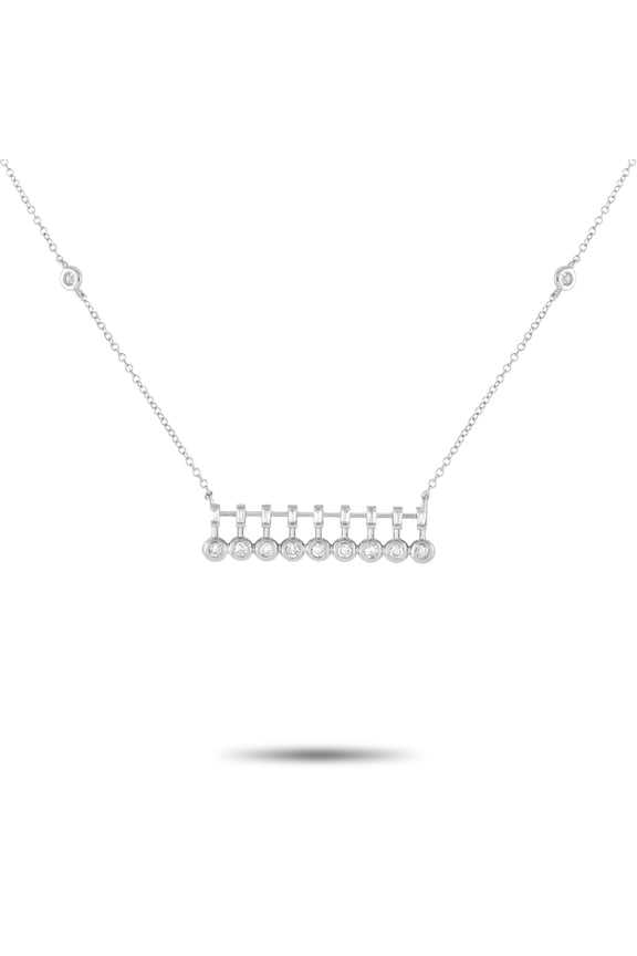 LB Exclusive 14K White Gold 0.25ct Diamond Bar Necklace PN15367-W