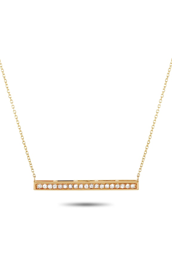 LB Exclusive 14K Yellow Gold 0.25ct Diamond Bar Necklace ANK-15813