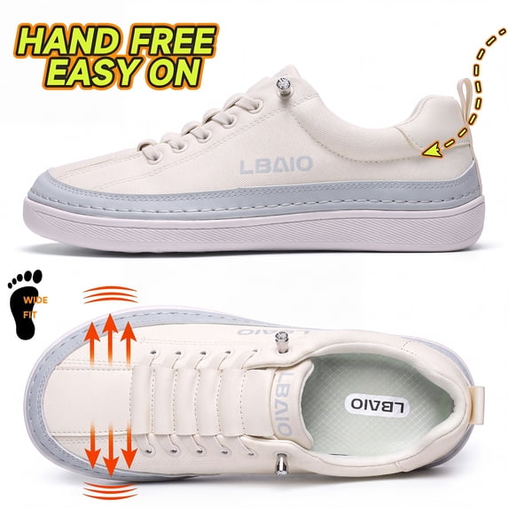 LBAIO Barefoot Minimalist Shoes Womens Mens Zero Drop Wide Width Slip-on Canvas Sneaker Lightweight Breathable Running Walking