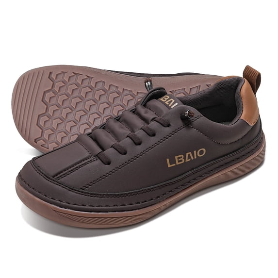 LBAIO Leather Barefoot Shoes Lightweight Wide Toe Box Zero Drop Slip-on Shoes for Women Men