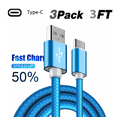 thumbnail image 1 of LBC 3 Packs (3ft) USB Type C 3.1 to USB 2.0 Charging Cable Connector Cord for Galaxy S9 S8 S8 Plus,LG G6 V30,Google Pixel 3/3 XL, 1 of 3