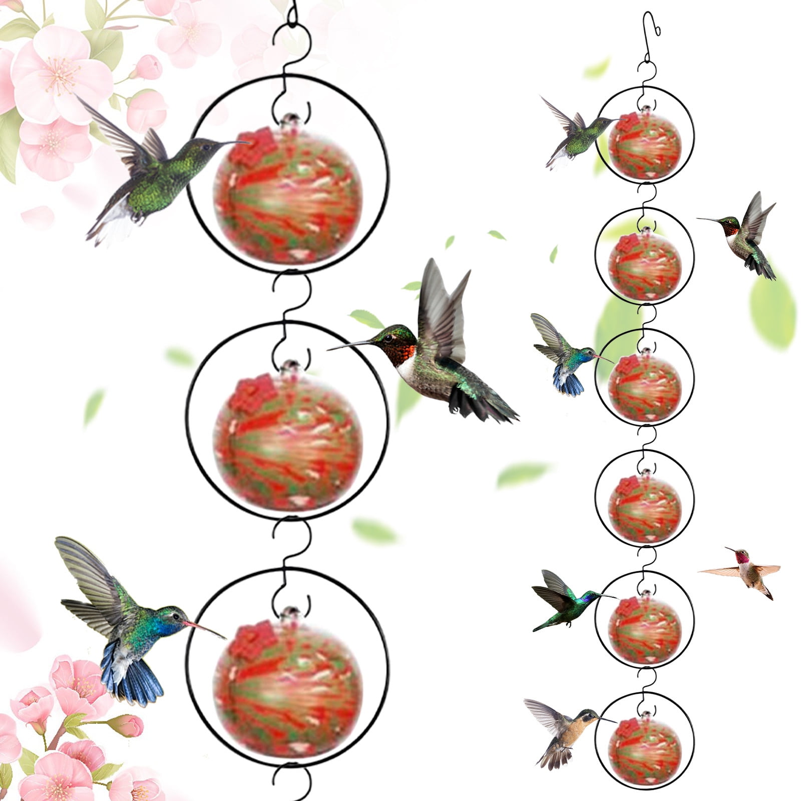 LBCHEN Hummingbird Feeders Hand Blown Glass Bird Feeder Metal Small