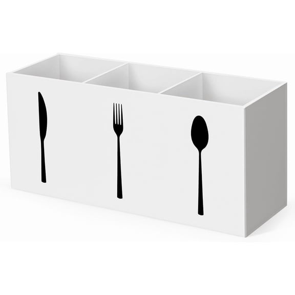 LBCT 3-Slot Silverware Organizer, White Tabletop Cutlery Caddy for Spoons, Forks, Knives, Kitchen & RV Storage