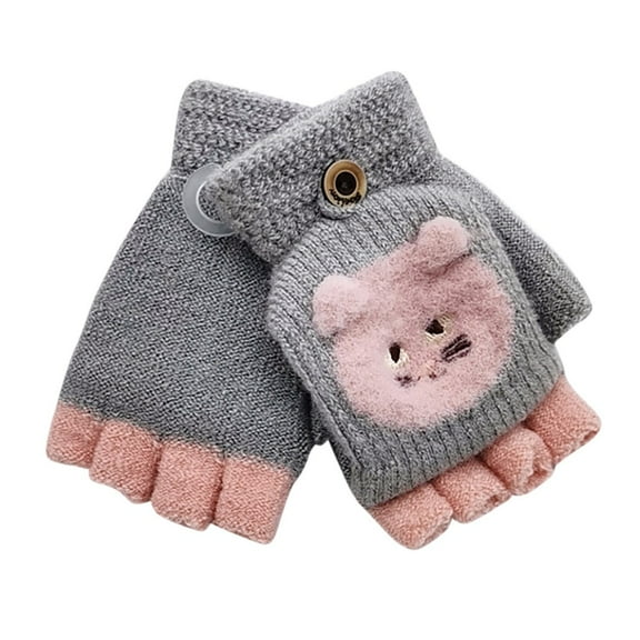 LBECLEY Baby Mittens 6-12 Months Fingerless Convertible Warm Baby Top Toddler Winter Flip Gloves Knitted Mittens Baby Care Buggies Frame Kits Grey One Size