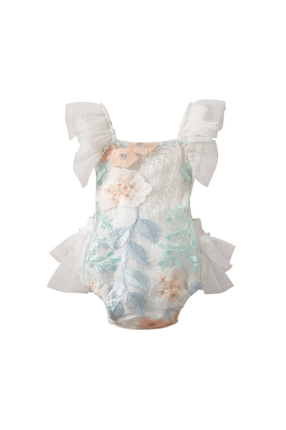 Baby Onesies Preemie Girl Clothes Baby Girls Cotton Floral Summer Spring Sleeveless Romper Bodysuit Clothes Ballerina Leotard Girls Baby Layette Set White 70