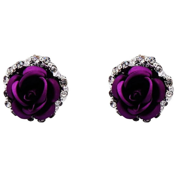 Baseball Stud Earrings for Women Rose Rhinestone Earrings Thin Dangle Rose Elegant Rhinestone Earrings Wedding Women Accessories Jewelry Rose Earrings for Women Heart Earrings Purple
