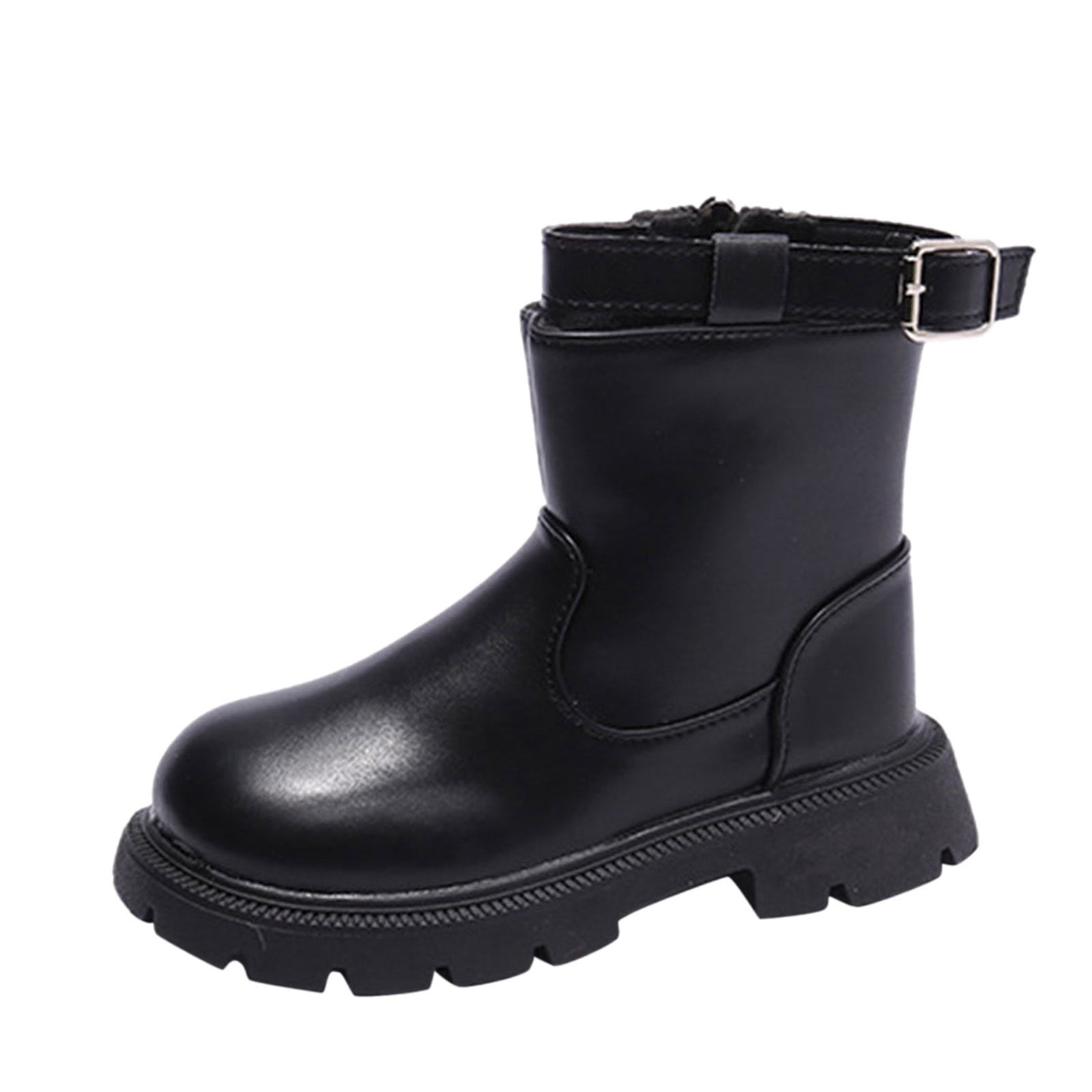 LBECLEY Boots for Baby Girl Size 3 Autumn and Winter Children Boots Boys and Girls Thick Soles Non Slip Side Zippers Solid Buckles Casual Style Boots