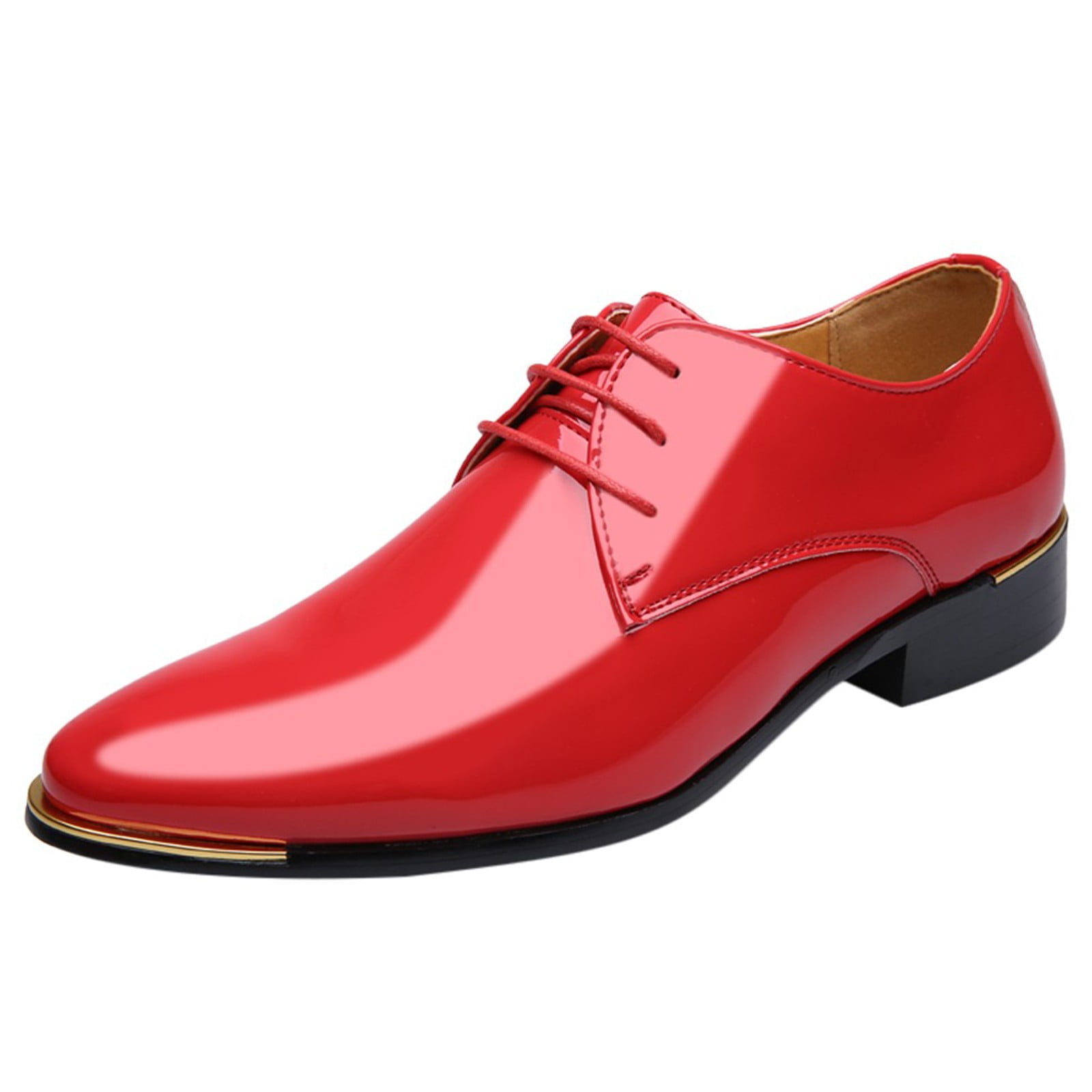 LBECLEY Classical Mens Casual Business Leather Pointed Shoes Wide Mens Dress Shoes Red Size 42 Walmart