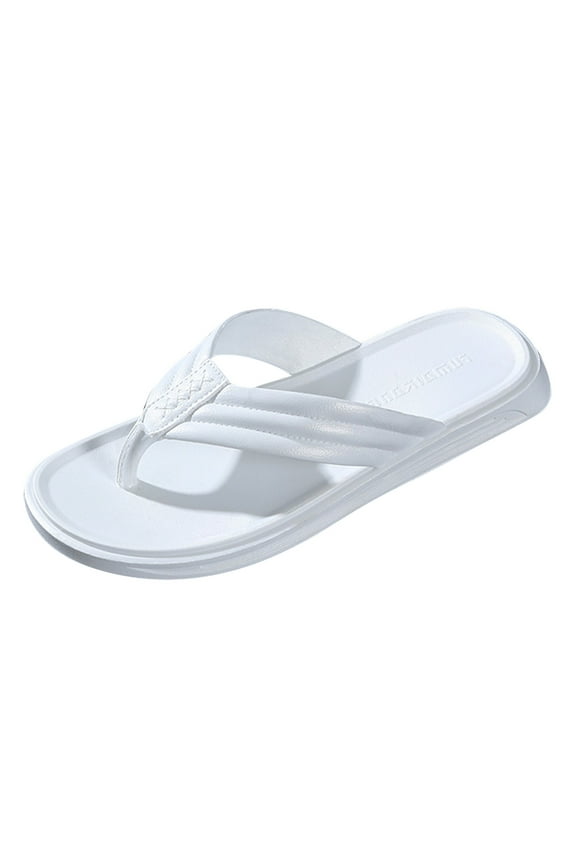 Foreign Shoes for Men Men Shoes Fashion Beach Flip Flops Flat Toe Sandwich Beach Flip Flops for Men Mens Sandals and Flip Flops White 43