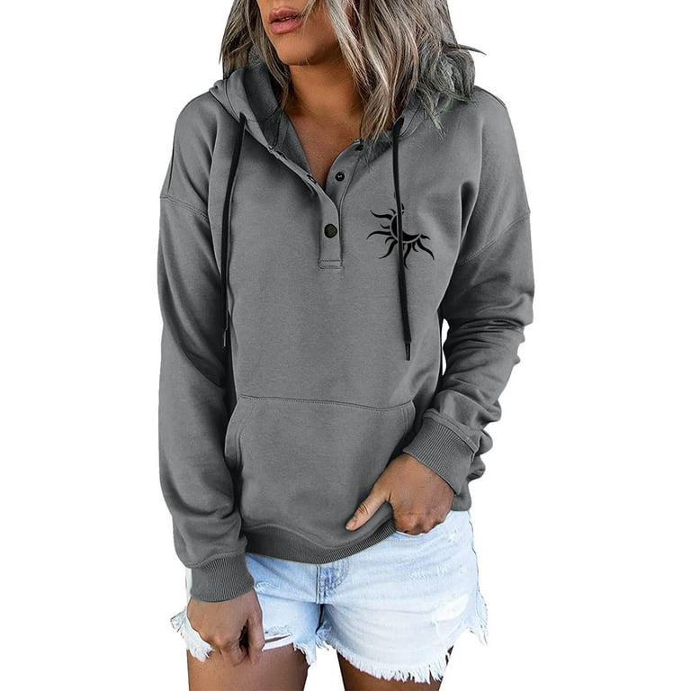 LBECLEY Hoodies for Women Thick Sweatshirts for Women Womens Sweatshirt  Long Sleeved Hoodie Pullover Button Sweatshirt Hoodies Zipper Womens  Hoodies