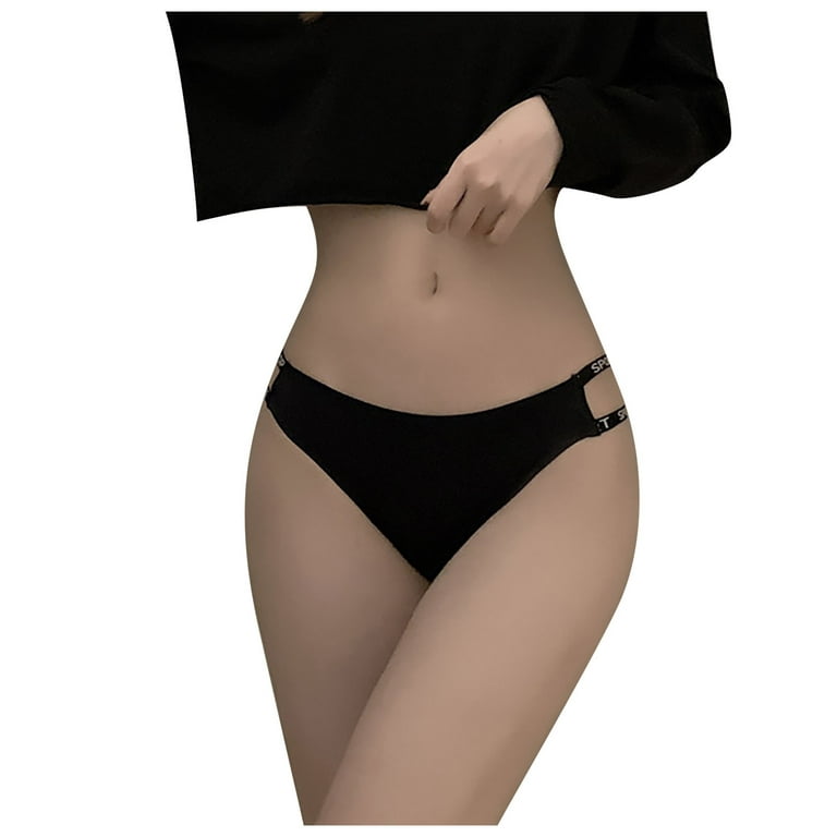 LBECLEY Ladies No Show Underwear Thongs for Women Underwear Lady Low Waist  Thong Tangas Solid Color Underwear Women Bikini Pack Women Underwear Set  Black M 