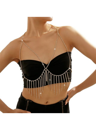 Body Chains Full Metal Chest Breast Bikini Bra chain Style B Gold