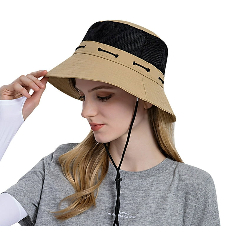 LBECLEY Men Summer Hat Women Sun Hat Wide Brim Beach Hat Adjustable Bucket  Hat Summer Hats Designer Hats for Women Hats for Men Women Khaki One Size 