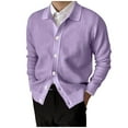 thumbnail image 1 of LBECLEY Mens Lightweight Cardigan Sweaters Mens Fashion Casual Knit Yarn Lapel Button Long Sleeve Sweater Cardigan Jacket Cardigan Sweater for Men Big and Tall Purple Xxxl, 1 of 6