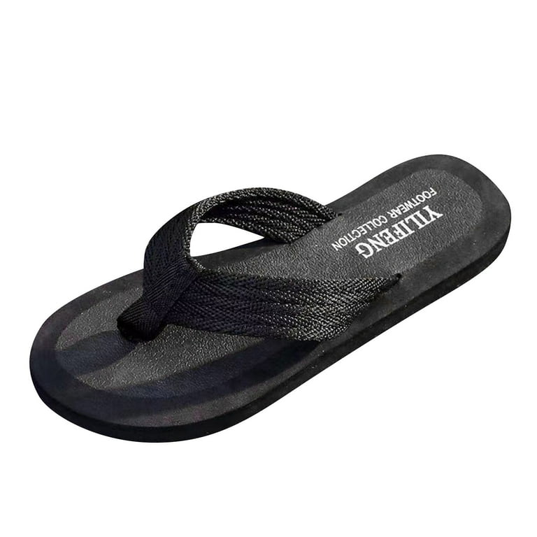 LBECLEY Mens Sandals Leather Flip Flops Men Shoes Fashion Beach