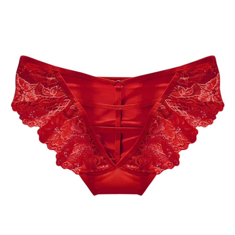 LBECLEY No Line Underwear Women Cotton Womens Lace Thin Ribbon Hollowt and  Raise The Pure Brief Panties Candy Panties for Women Underwear Set Red One  Size 