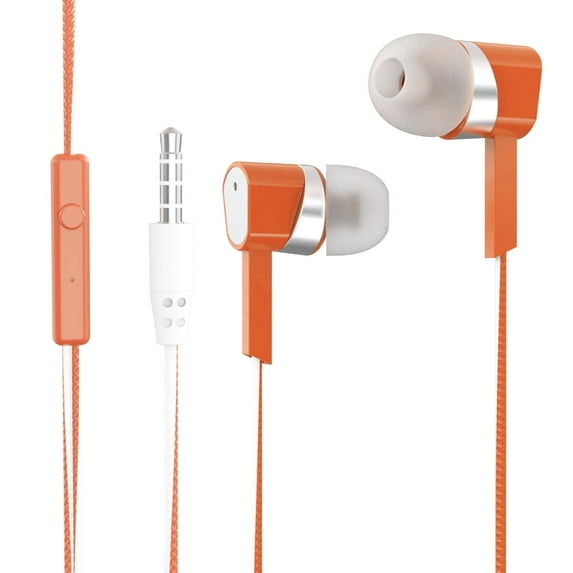 LBECLEY Plug in Ear Buds in Ear Headphones with Mic 3.5Mm Wired Headphones for Ios and Android Smartphones Laptops Mp3 Gaming Walkman Earphones for Kids Over Ear with A Mike Orange One Size