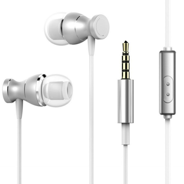 LBECLEY Plug in Headset with Microphone for Computer Wired Earbuds with Microphone in Ear Headphones Subwoofer Metal Game Earbuds for Mobile Computer Mp3 Wi Headphones Bass Silver One Size Walmart