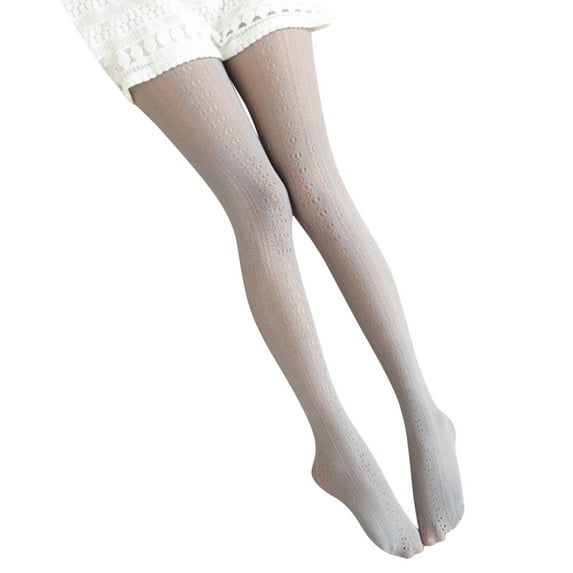 LBECLEY No Rip Tights Lace Hollow Stocking Pantyhose Women Carved Tights Stockings Transparent Slim Retro Socks Tights Pantyhose for Women with Design Grey One Size
