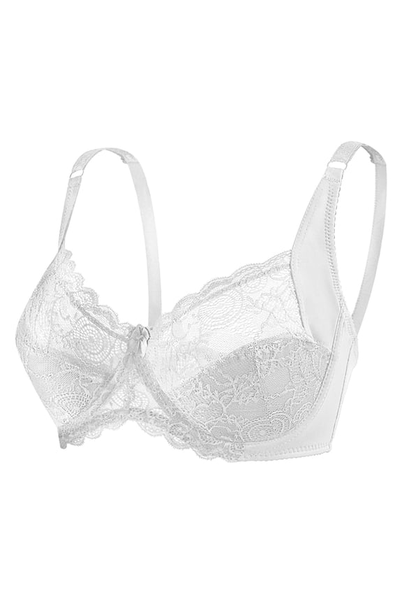 Sports Brawls for Women Womens Low Cut Bra Underwear Bralette Crop Top Female Bra Push Up Brassiere Bra Thin Cup Bra Deep V Plus Size Unpadded Bra White 105G