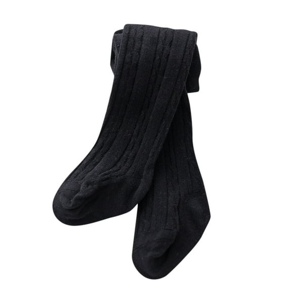 LBECLEY Winter Baby Socks Toddler Girls Boys Cable Knit Tights Cotton Footed Leggings Pantyhose Stocking Pants 0 to 6 Years Kids Socks Black Size 4