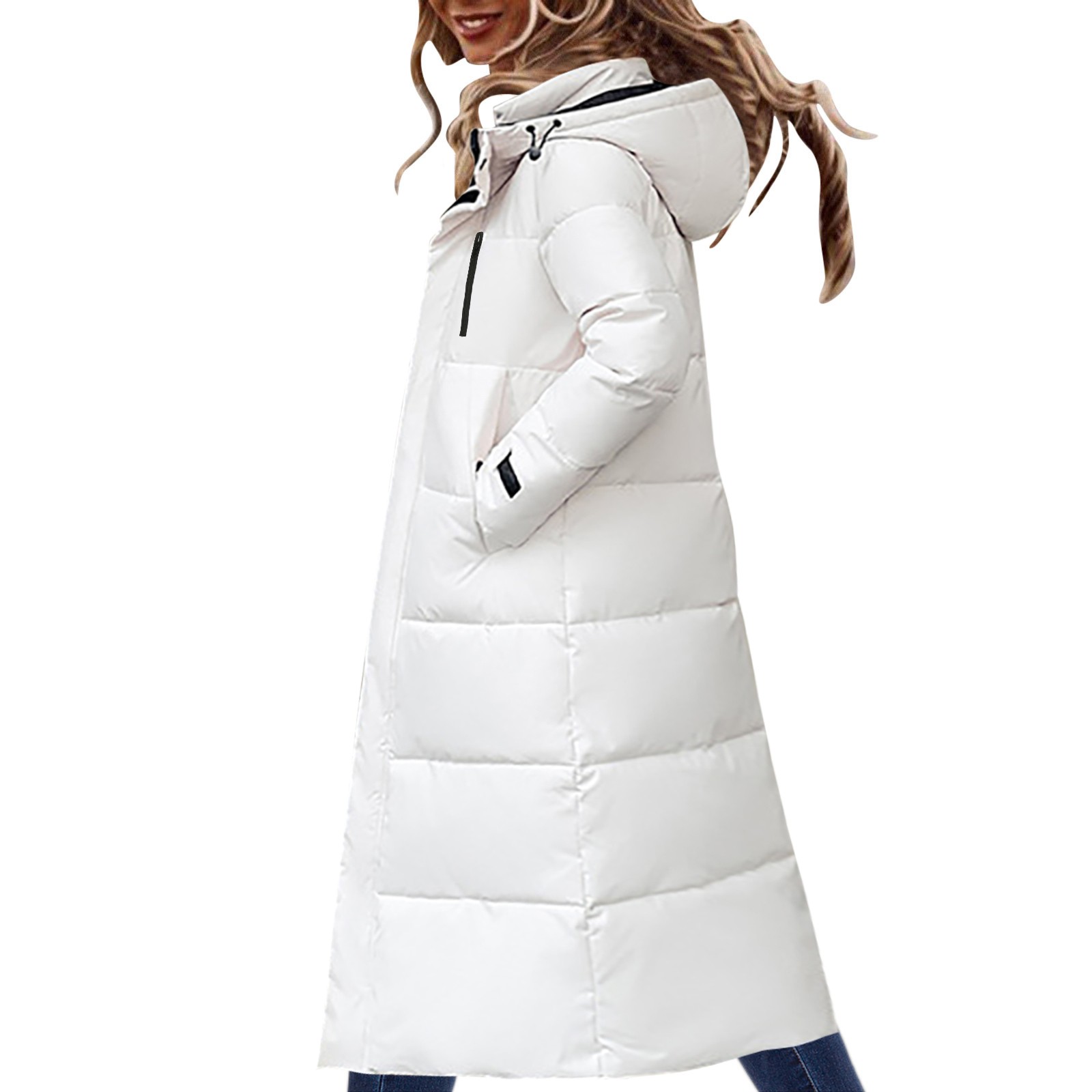 in　Padded　Knee　Winter　Coats　Slim　LBECLEY　Lightweight　Jacket　Size　Large　Women's　Women　Xl　Coat　Cotton　Lightweight　Winter　Large　White　Thickened　Over　Collar　Jacket　Long　Warmest　for　Clothes