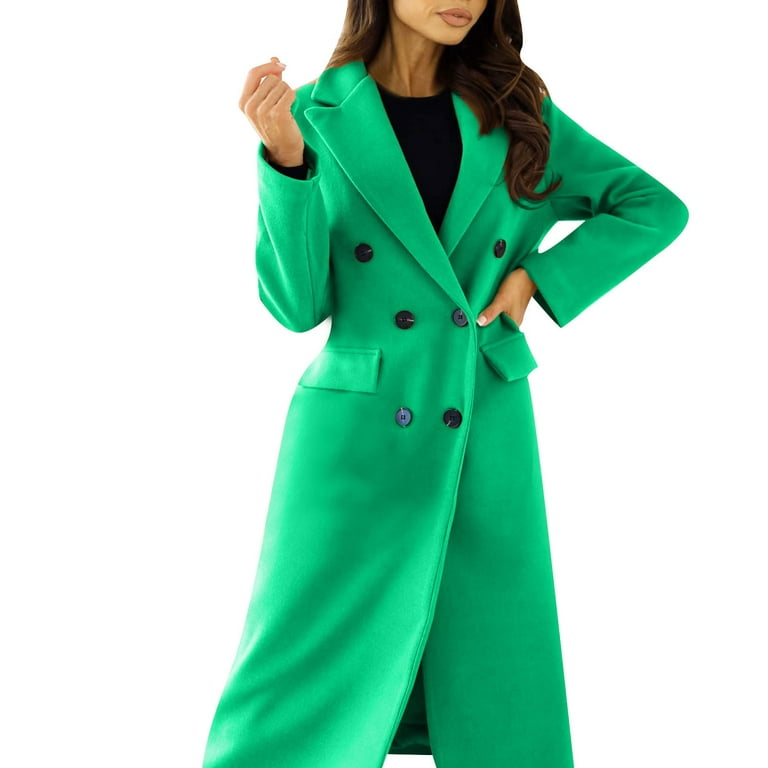 Long Wool Coat, Green Wool Coat, Wool Coat Women, Long Sleeves