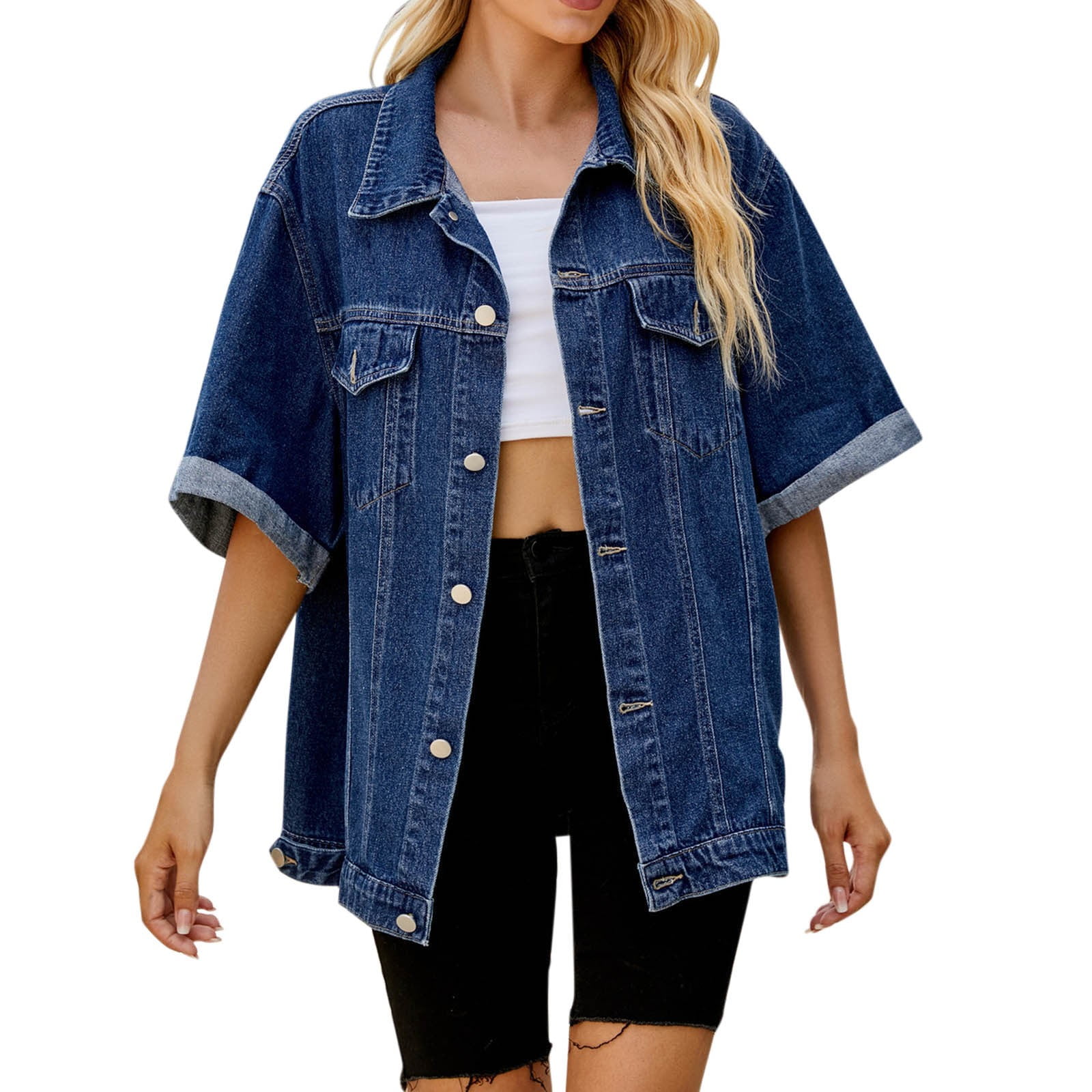 Denim half cheap sleeve jacket