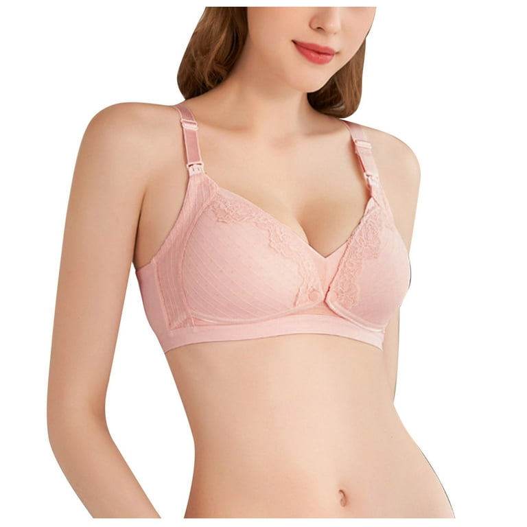 LBECLEY Women's Chemises & Negligees Buckle Women Maternity Bra Feeding  with Front Gathered Underwear Lingerie for Women with Padded Top Pink 80C