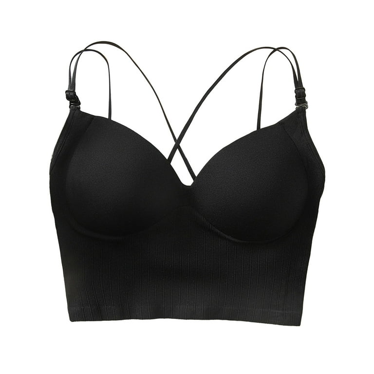 LBECLEY Womens Bras Push Up Padded Tank with Built in Bra Womens Tank Tops  Strap Cotton Camisole with Built in Padded Shelf Bra Small Color A Black  One Size 