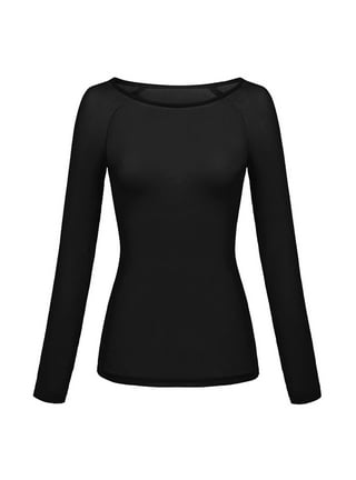 Mikilon Women See-Through Long Sleeve Seamless Arm Shaper Top Mesh Shirt  Blouse