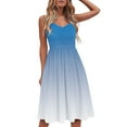 thumbnail image 1 of LBECLEY Womens Dress Juniors Dresses 2023 Spring Summer Women's Dress Solid Color Slim Slim Leisure Dress Holiday Smocked Womens Dress for Women Blue M, 1 of 5