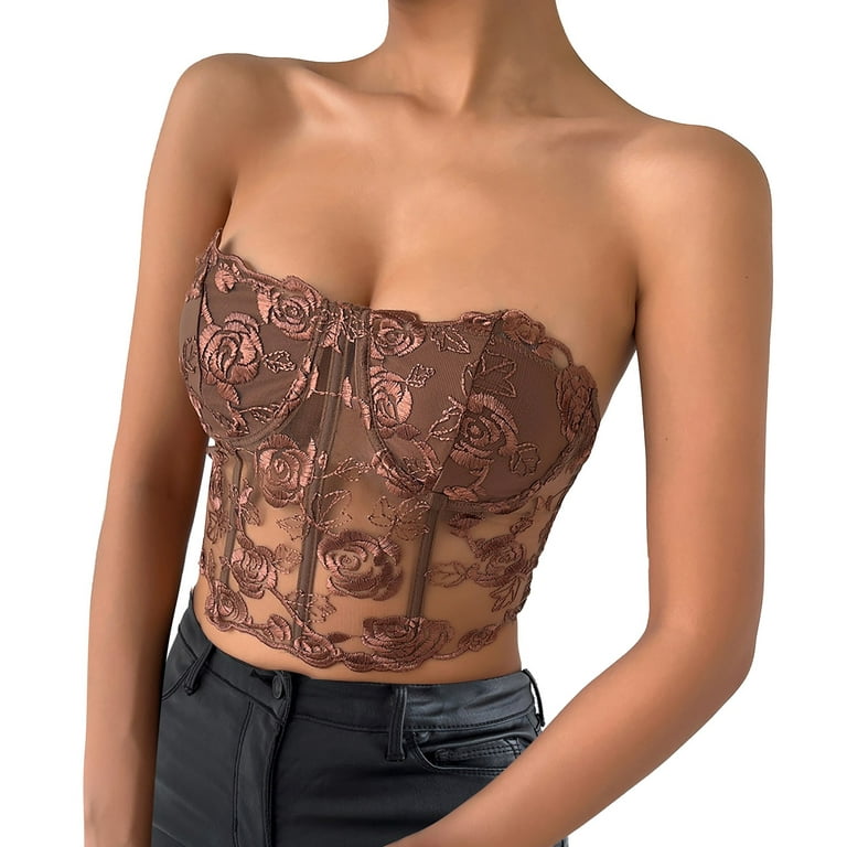 LBECLEY Womens Lingerie Sleeve Mesh Top Women's Lace Mesh Rose
