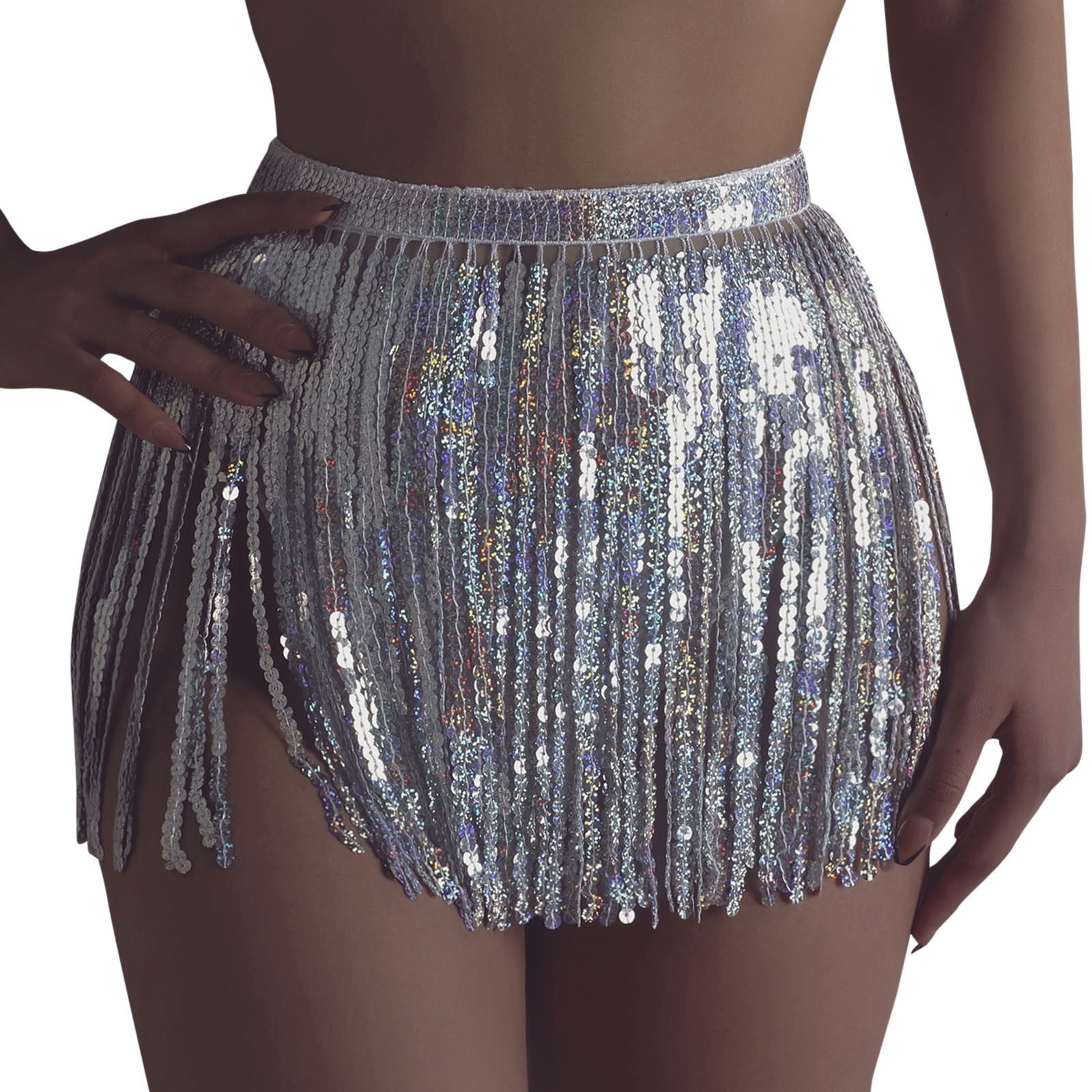 Plus size clearance sequin tassel skirt