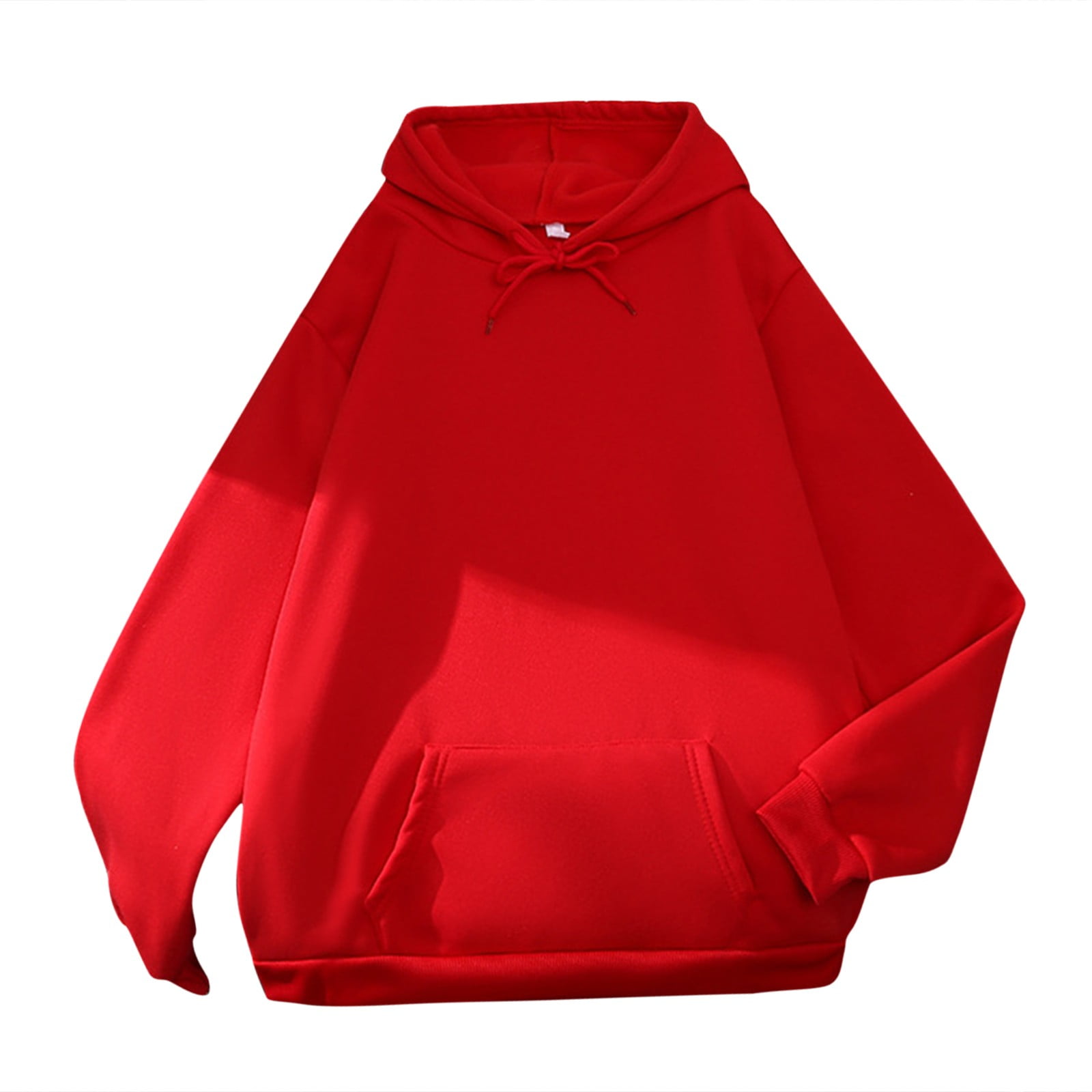 LBECLEY Long Hoodies Hoodie Drawstring Sweatshirt Long Sleeve Top Solid  Color Pocket Loose Casual Sweatshirt Sweatshirts and Hoodies Red M