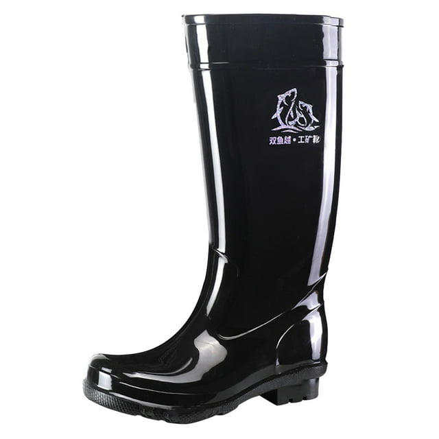 LBECLEY Yard Shoes Men Tall Rain Boots Waterproof Slip Black Adult Outdoor Work Rubber Boots