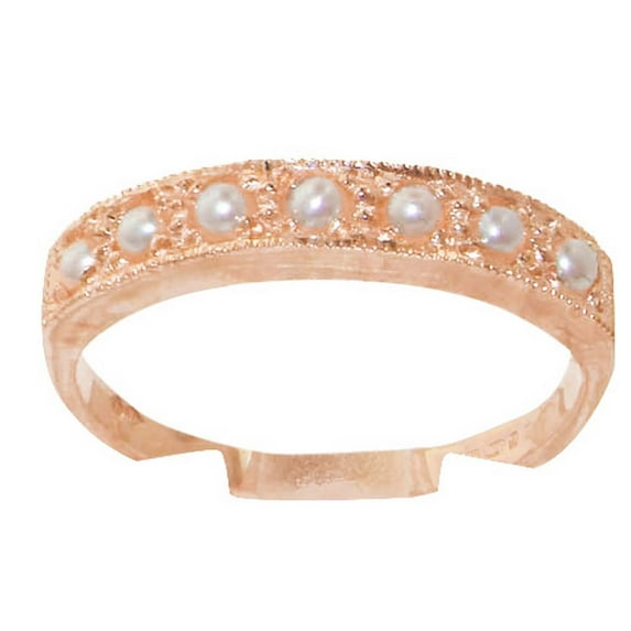 LBG 10k Rose Gold Cultured Pearl Womens Eternity Ring - 6.75 - Sizes 4 to 12 Available