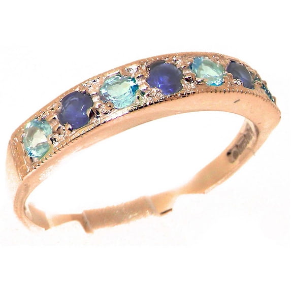 LBG 10k Rose Gold Natural Sapphire & Blue Topaz Womens Eternity Ring - 9 - Sizes 4 to 12 Available