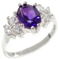 thumbnail image 1 of LBG 10k White Gold Cubic Zirconia and Natural Amethyst Womens Cluster Ring - Size 10.75, 1 of 5