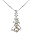 thumbnail image 1 of LBG 10k White Gold Cultured Pearl & Diamond Womens Bohemian Pendant & Chain Necklace - Chain length 22, 1 of 5