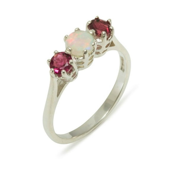 LBG 10k White Gold Cultured Pearl & Pink Tourmaline Womens Anniversary Ring - Size 10.25