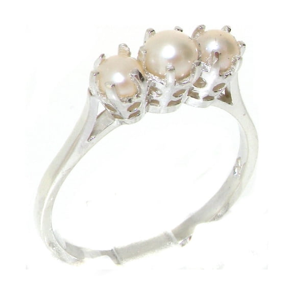 LBG 10k White Gold Cultured Pearl Womens Anniversary Ring - Size 10