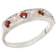 thumbnail image 1 of LBG 10k White Gold Cultured Pearl and Garnet Womens Band Ring - Sizes 4 to 12 Available, 1 of 5