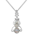 thumbnail image 1 of LBG 10k White Gold Genuine Natural Opal & Diamond Womens Bohemian Pendant & Chain Necklace - Chain length 22, 1 of 5