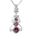 thumbnail image 1 of LBG 10k White Gold Genuine Natural Pink Tourmaline & Diamond Womens Bohemian Pendant & Chain Necklace - Chain length 22, 1 of 5