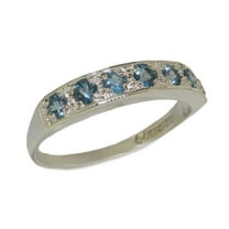 LBG 10k White Gold Natural Aquamarine Womens Band Ring - Sizes 4 to 12 Available