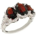 thumbnail image 1 of LBG 10k White Gold Natural Garnet Womens Trilogy Ring - Size 7.75, 1 of 1