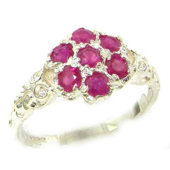 LBG 10k White Gold Natural Ruby Womens Anniversary Ring - Size 6.25